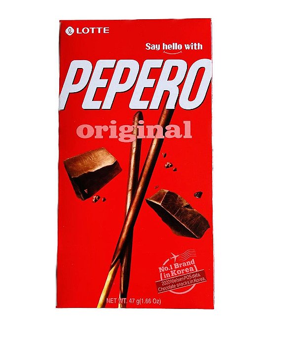 Pepero Biscoito Palito Sabor Original Chocolate Coreano 47G - Lotte