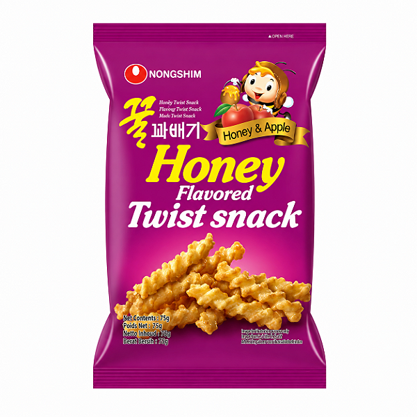 Salgadinho Coreano Honey Twist Mel e Maçã Nongshim 75g