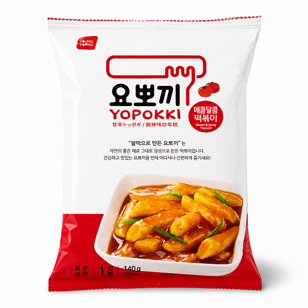 Topokki Yopokki Sweet Spicy 140g Bolinho de Arroz Coreano
