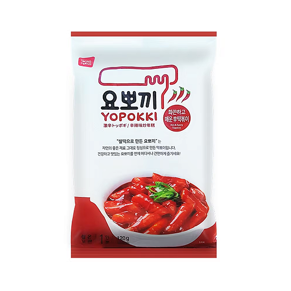 Topokki Bolinho de Arroz Coreano Instantâneo Hot - Yopokki Pacote 120g