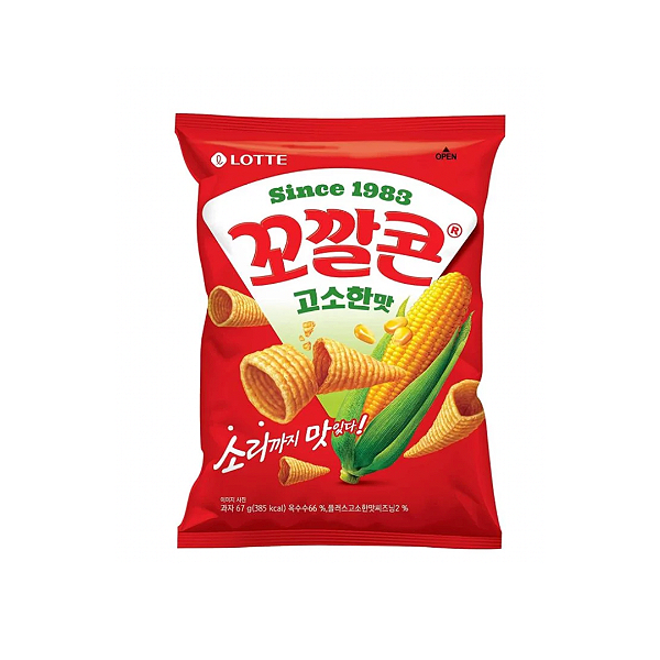 Salgadinho Coreano Milho Crocante Sabor Original Corn Chips Lotte 67g