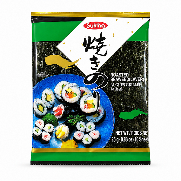 Alga Nori Sukina para Sushi e Temaki 10 Folhas 25g