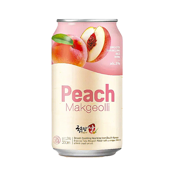 Vinho De Arroz Coreano Makgeolli Sabor Pêssego Lata 350ml