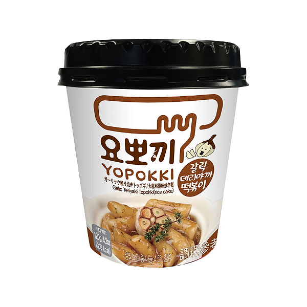 Topokki Sabor Teriyaki Com Alho Bolinho de Arroz Coreano Instantâneo - Yopokki Copo 120g