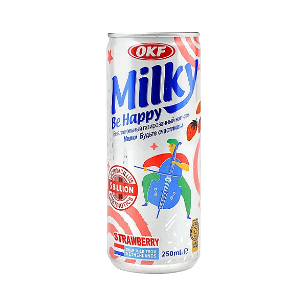 Bebida Gaseificada Milky OKF Sabor Morango 250ml