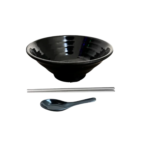 Kit Utensílios Para Lamen 3 Itens Tigela Hashi Colher