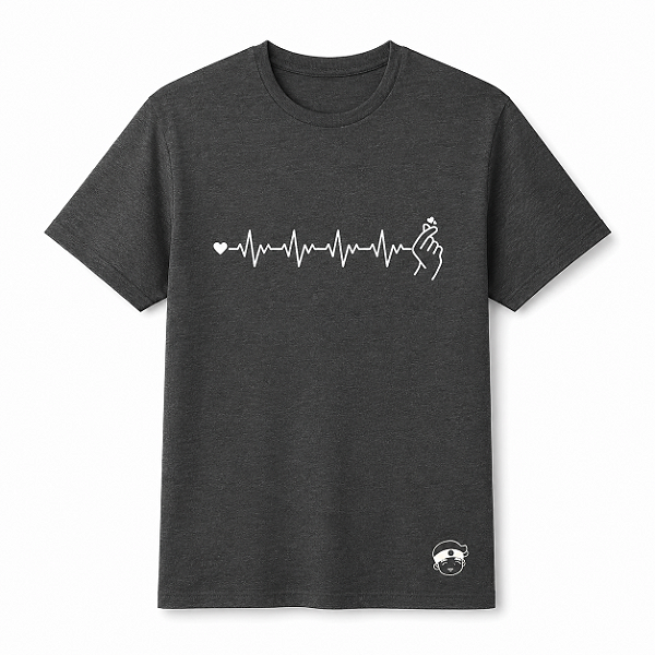 Camiseta Dorameira Coração Coreano T-shirt Casual Grafite