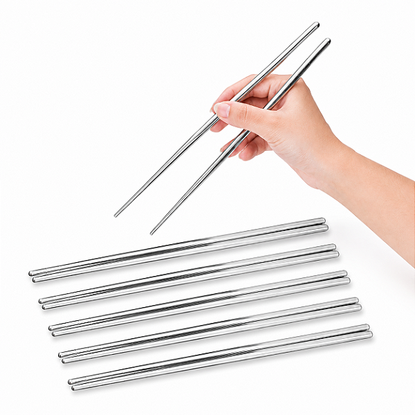 Kit 6 Pares Hashi de Inox Jeotgarak Coreano
