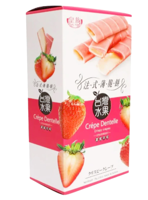 Crepe Crocante Dantelle Sabor Morango Com Recheio De Chocolate Branco - 78g