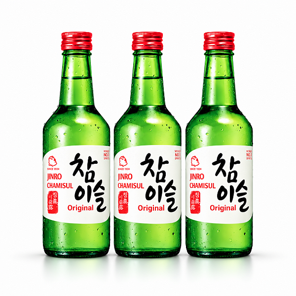 Kit 3 Soju Bebida Coreana Jinro Classic Original 360m