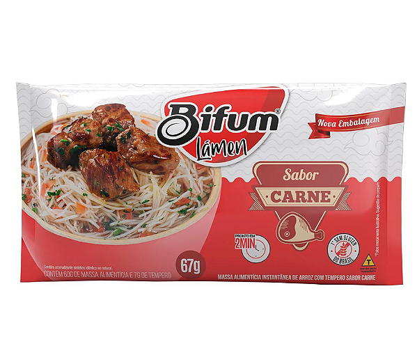 Lamen Macarrão de Arroz Bifum Sem Gluten Sabor Carne - 67g