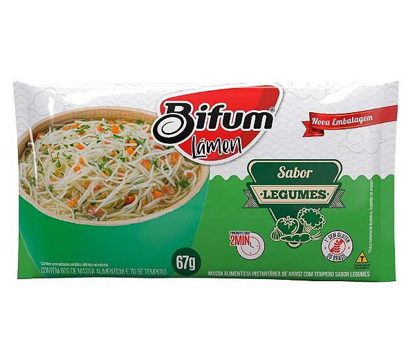 Lamen Macarrão de Arroz Bifum Sem Gluten Sabor Legumes - 67g
