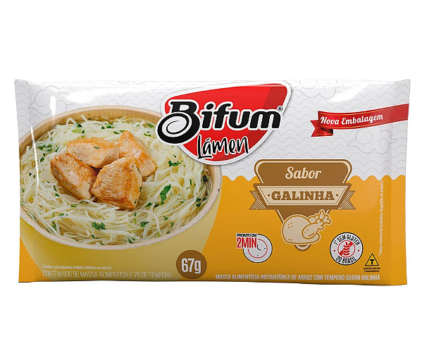 Lamen Macarrão de Arroz Bifum Sem Gluten Sabor Galinha - 67g