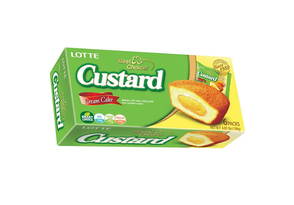 Bolinho Custard Lotte Recheio De Creme Cx 6un - 138g