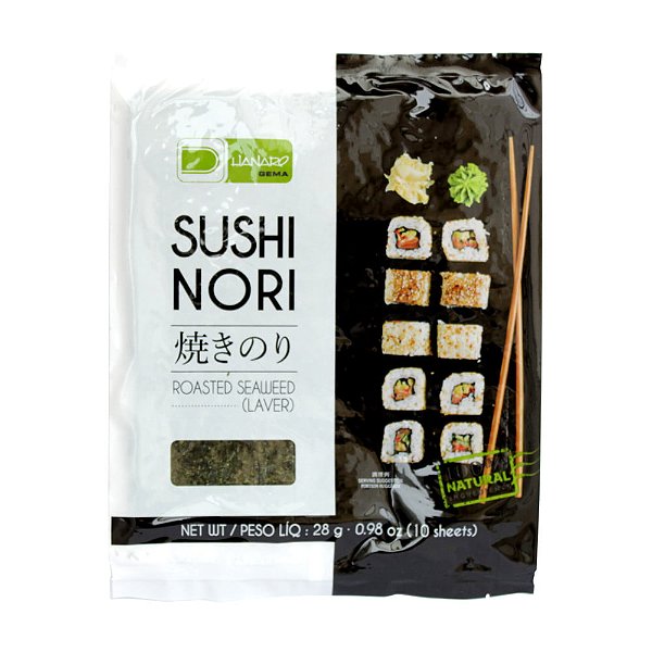 Alga Marinha Sushi Nori Para Sushi e Temaki Com 10 Folhas Hanaro 28g