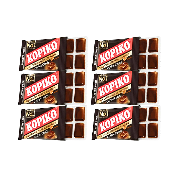 Kit 6 Bala de Café Kopiko Cartela Tablete Blister Bala Dorama