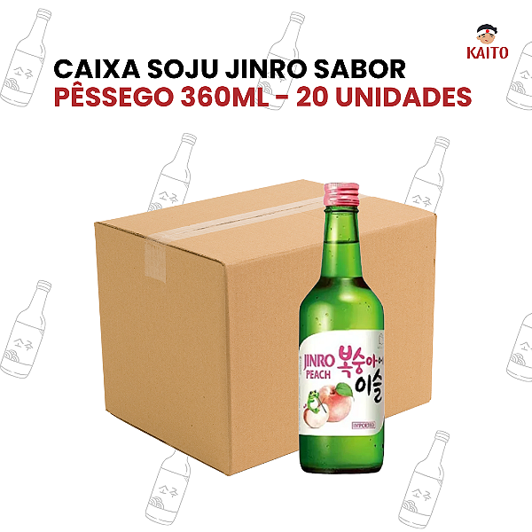 Caixa Soju Jinro Sabor Pêssego 360ml - 20 Unidades