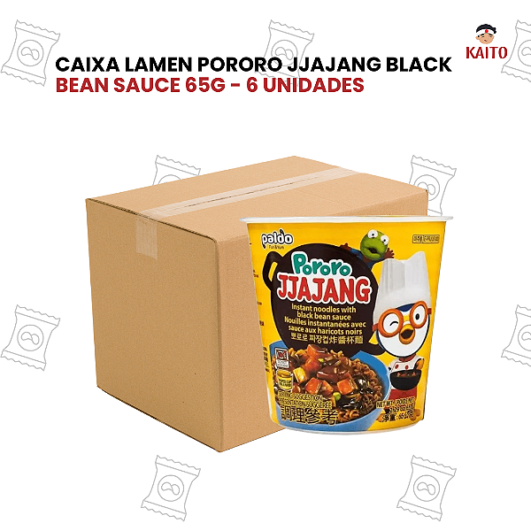 Caixa 6 Unidades Lamen Pororo Jjajang Black Bean Sauce 65G
