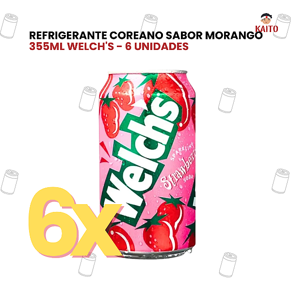 Refrigerante Coreano Sabor Morango 355ml Welch's - 6 Unidades