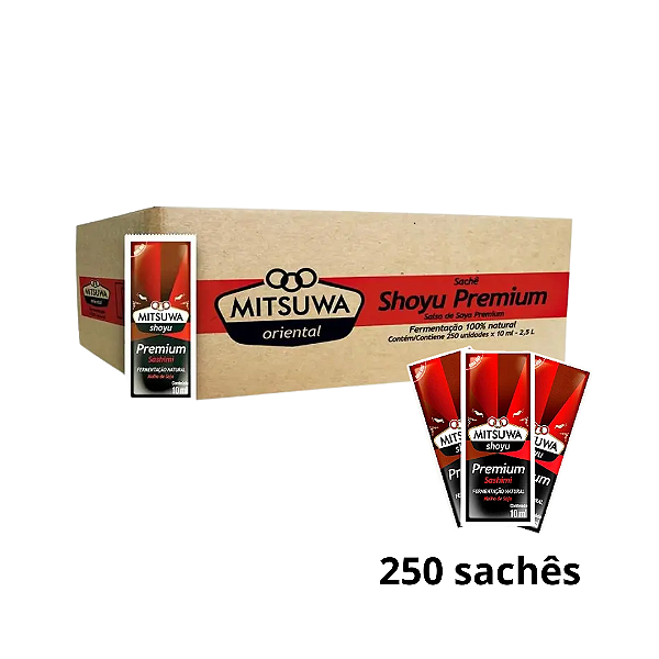 Molho De Soja Shoyu Premium Sachê 8ml Mitsuwa - Caixa C/ 250 Unidades
