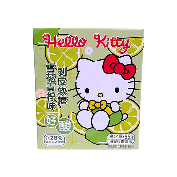 Bala De Goma Descascável Hello Kitty Sabor Limão 55g