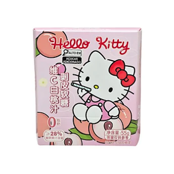 Bala De Goma Descascável Hello Kitty Sabor Pêssego 55g
