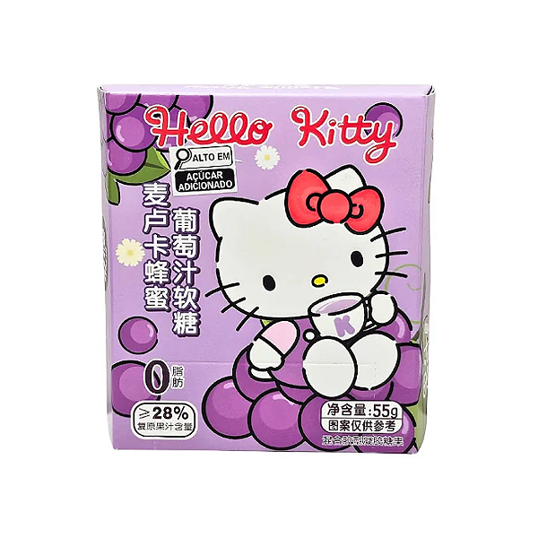 Bala De Goma Descascável Hello Kitty Sabor Uva 55g
