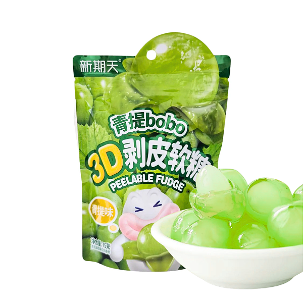 Bala De Goma Descascável 3D Sabor Uva Verde 75g