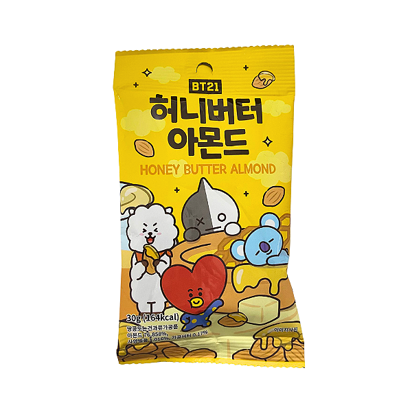 Snack Amêndoa Honey Butter BT21 Sabor Mel E Manteiga 30g