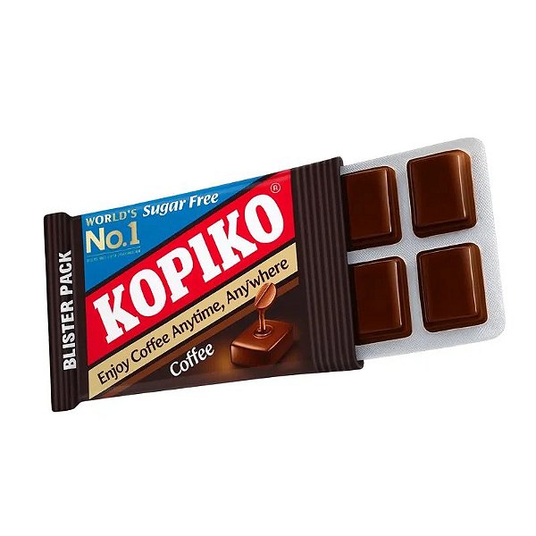 Bala de Café Kopiko Zero Açúcar Em Cartela Tablete Blister 32g