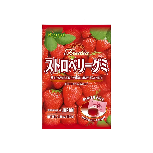 Bala Kasugai Gummy Sabor Morango 102g