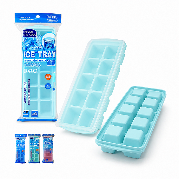 Forma de Gelo Plástica com Tampa Cores Sortidas Ice Tray