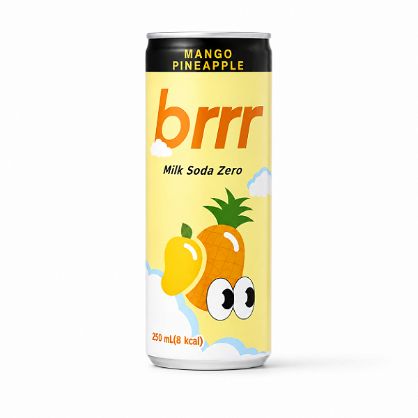 Bebida Coreana Brrr Milk Soda Zero Manga e Abacaxi 250ml
