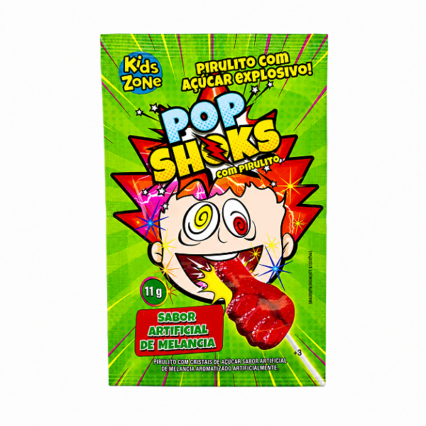 Pirulito Pop Shoks Kids Zone Sabor Melancia 11g