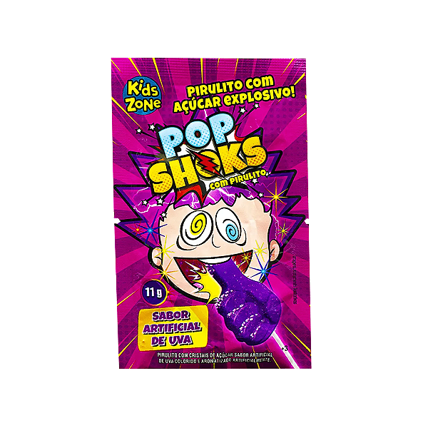 Pirulito Pop Shoks Kids Zone Sabor Uva 11g
