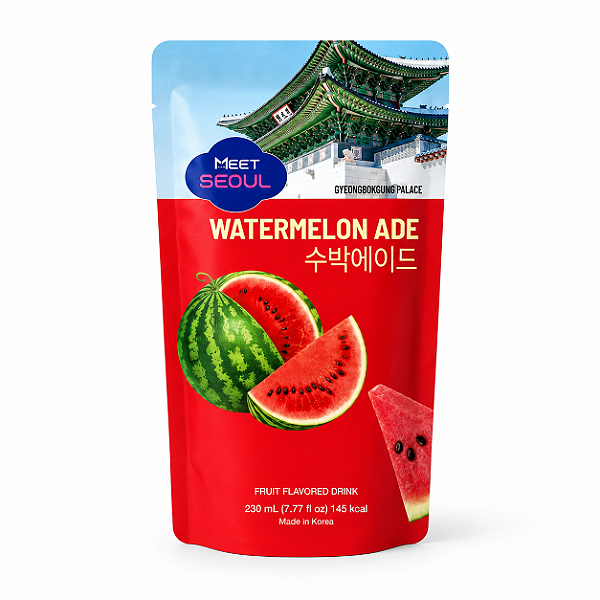 Bebida Coreana Sabor Melancia Suco Refresco Meet Seoul Saquinho Sachê 230ML