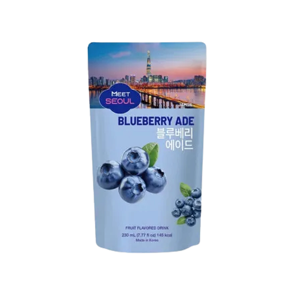 Bebida Coreana Suco Refresco Meet Seoul Sabor Blueberry Saquinho Sachê 230ML