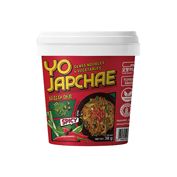 Japchae Sweet Comida Coreana Vegetariana Super Apimentado Copo Yopokki 38g