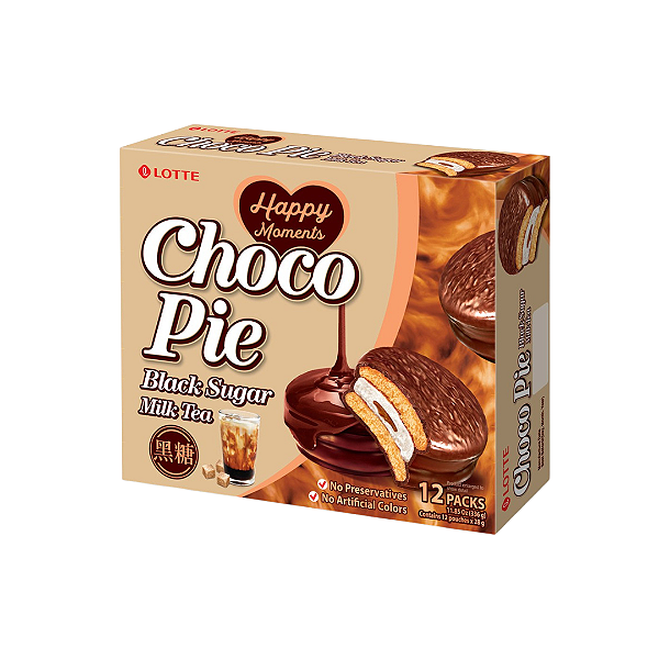 Choco Pie Sabor Açúcar Mascavo Caixa 12un Lotte 336g