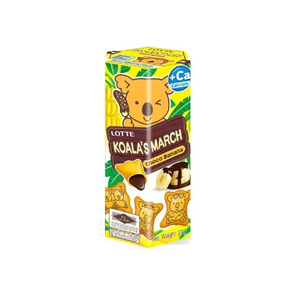 Biscoito Koala's March Sabor Chocolate Com Banana Lotte 37g