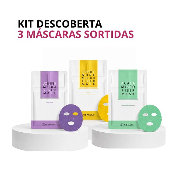 Kit Descoberta Be'Balance – 3 Máscaras Faciais Coreanas Sortidas