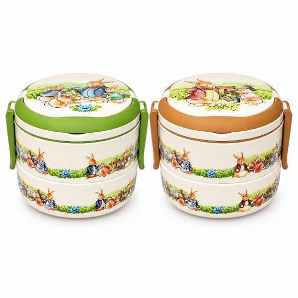 Lunch Box Rabbit Redonda Double com Divisórias Cor Sortida 01 Unidade