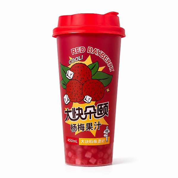 Bebida com Nata de Coco Sabor Bayberry Suco no Copo Importado 630ml