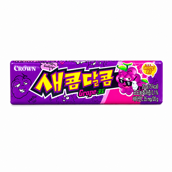 Bala Mastigável Coreana Sabor Uva Crown 29g
