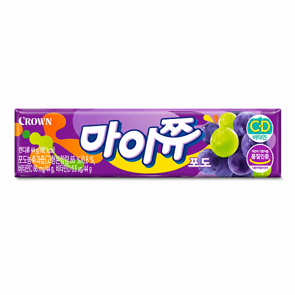 Bala Mastigável Coreana Sabor Uva Crown 44g