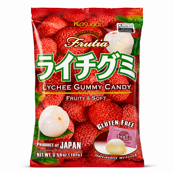 Bala Japonesa Kasugai Gummy Sabor Lichia 102g