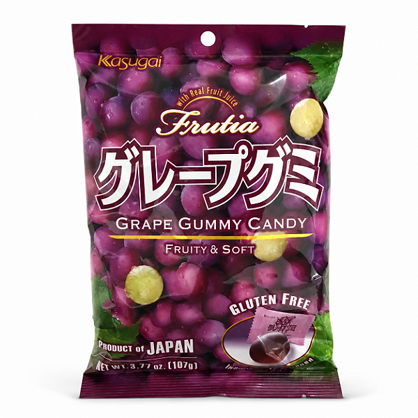 Bala Japonesa Kasugai Gummy Sabor Uva 107g Doce Importado