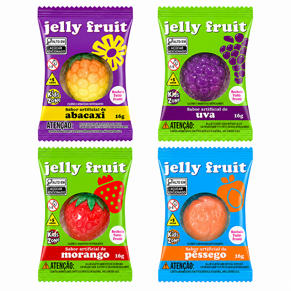 Jelly Fruit Bala de Gelatina Recheada Sabor Sortido 16g