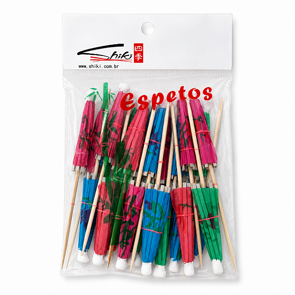 Palito Decorativo Guarda-Chuva Sortido com 24 Unidades