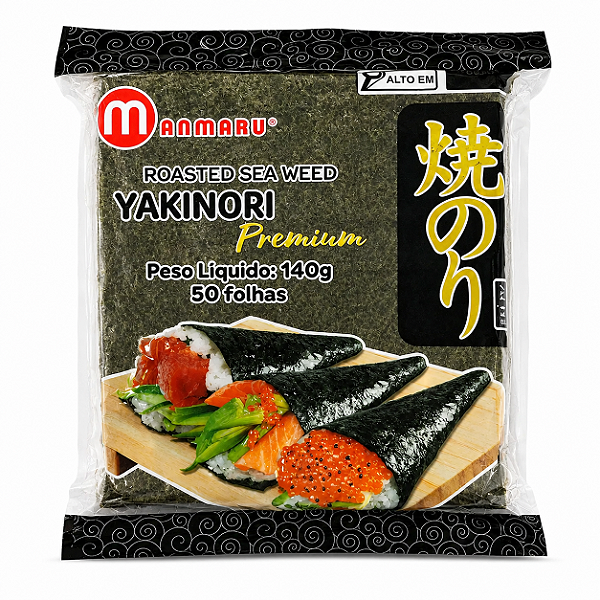 Alga Nori Premium Manmaru para Sushi 50 Folhas 140g